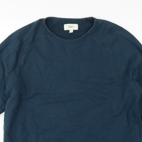 Marks and Spencer Men’s Blue XL Crew Neck Pullover Cotton Sweatshirt