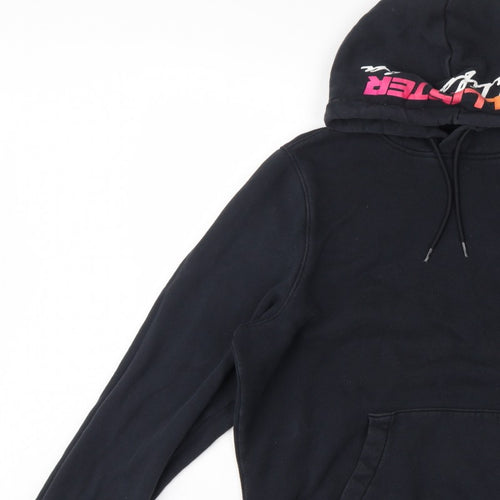 Hollister Men Black XL Pullover Hoodie Graphic Logo Kangaroo Pocket