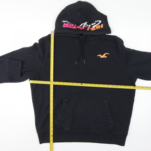 Hollister Men Black XL Pullover Hoodie Graphic Logo Kangaroo Pocket