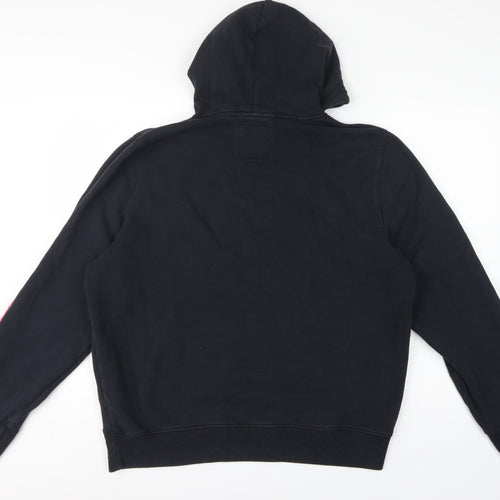 Hollister Men Black XL Pullover Hoodie Graphic Logo Kangaroo Pocket