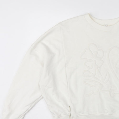 River Island Women’s Ivory Relaxed Floral Embroidered Sweatshirt Size S