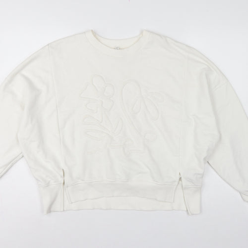 River Island Women’s Ivory Relaxed Floral Embroidered Sweatshirt Size S
