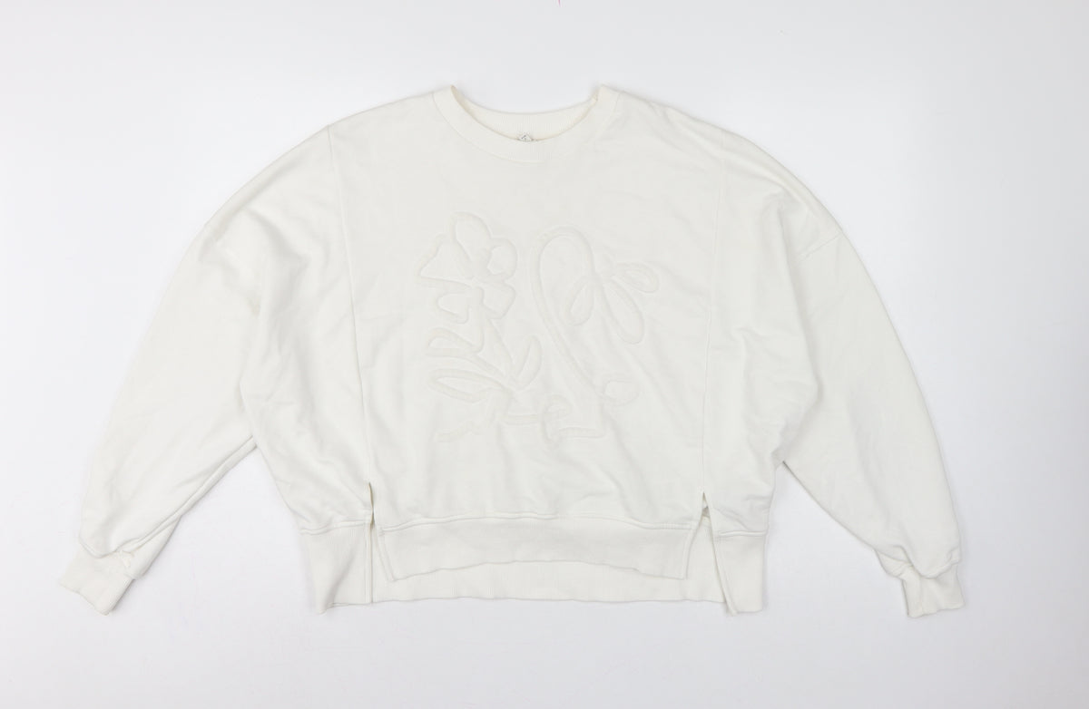 River Island Women’s Ivory Relaxed Floral Embroidered Sweatshirt Size S