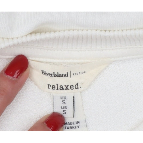 River Island Women’s Ivory Relaxed Floral Embroidered Sweatshirt Size S