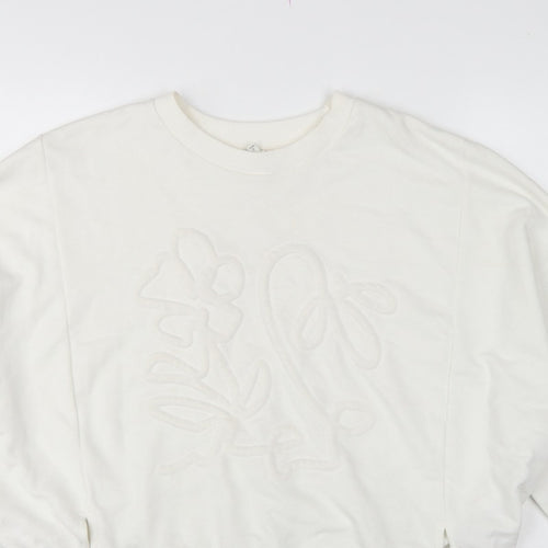 River Island Women’s Ivory Relaxed Floral Embroidered Sweatshirt Size S