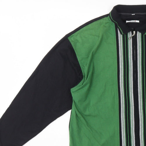 Evanti Men’s Green XL Full Zip Striped Collared Sweatshirt