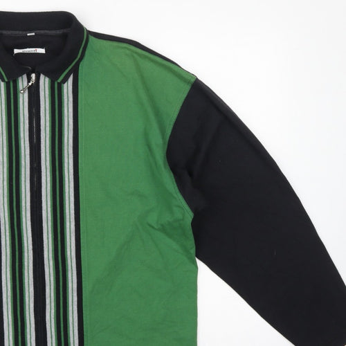 Evanti Men’s Green XL Full Zip Striped Collared Sweatshirt