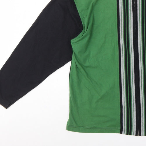Evanti Men’s Green XL Full Zip Striped Collared Sweatshirt
