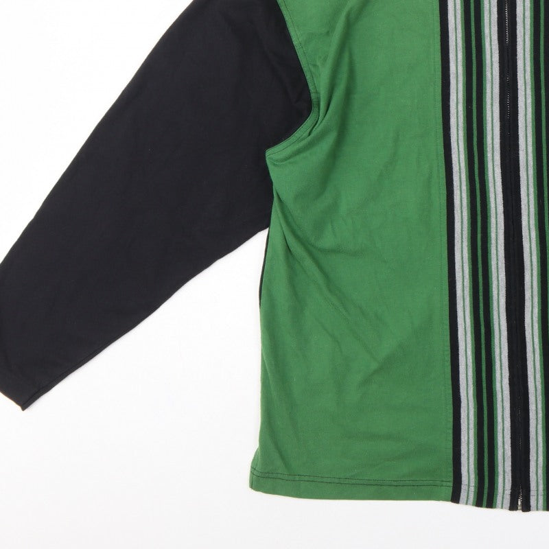 Evanti Men’s Green XL Full Zip Striped Collared Sweatshirt