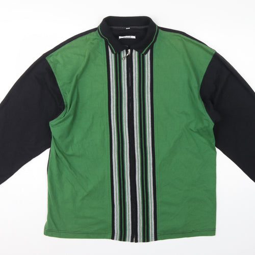 Evanti Men’s Green XL Full Zip Striped Collared Sweatshirt
