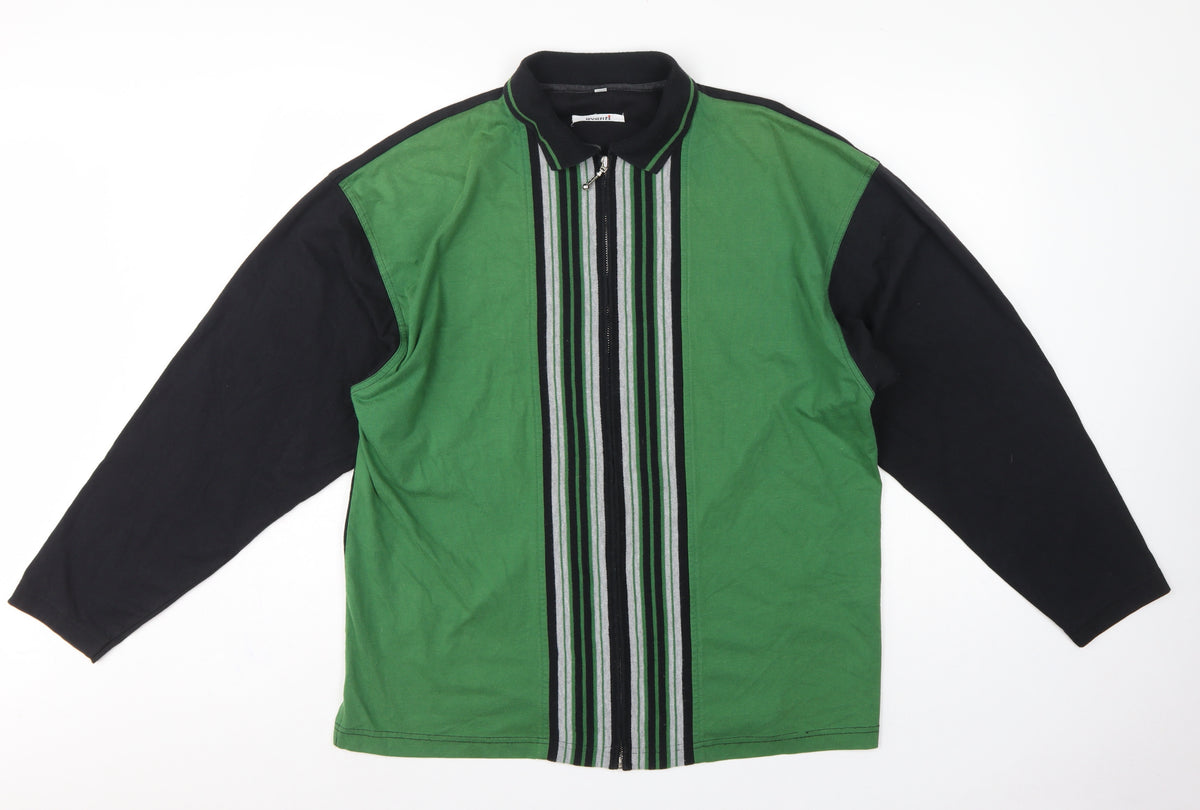 Evanti Men’s Green XL Full Zip Striped Collared Sweatshirt