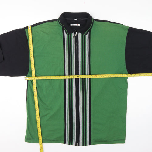 Evanti Men’s Green XL Full Zip Striped Collared Sweatshirt