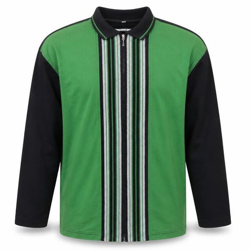Evanti Men’s Green XL Full Zip Striped Collared Sweatshirt