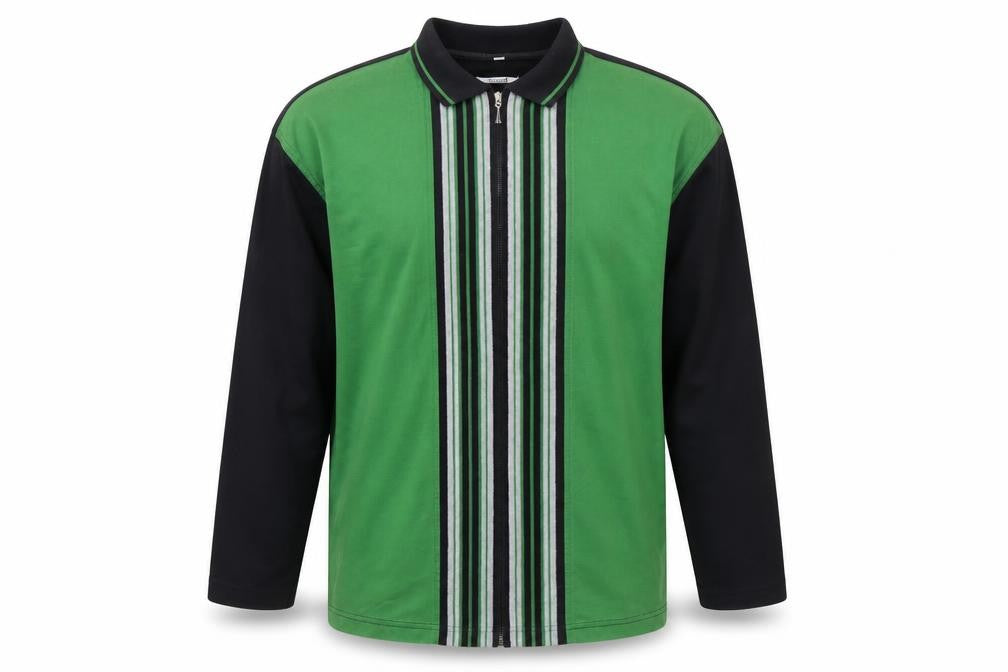 Evanti Men’s Green XL Full Zip Striped Collared Sweatshirt
