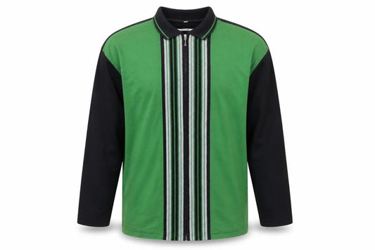 Evanti Men’s Green XL Full Zip Striped Collared Sweatshirt