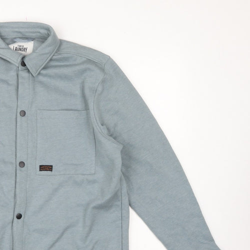 Tokyo Laundry Men’s Blue M Fleece Overshirt Snap Button Long Sleeve