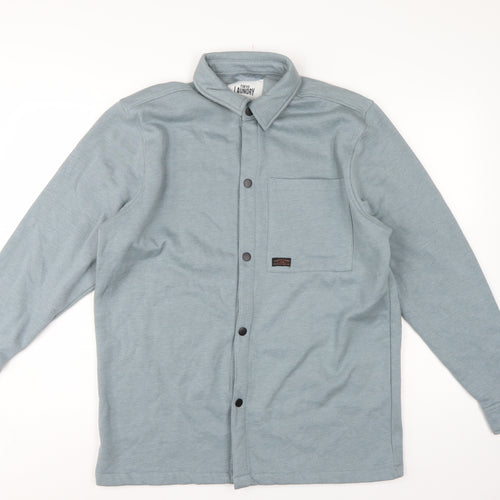 Tokyo Laundry Men’s Blue M Fleece Overshirt Snap Button Long Sleeve