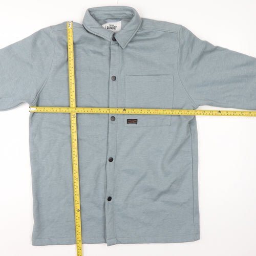 Tokyo Laundry Men’s Blue M Fleece Overshirt Snap Button Long Sleeve