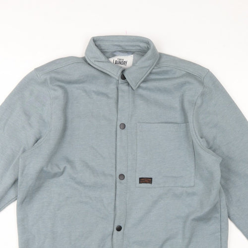 Tokyo Laundry Men’s Blue M Fleece Overshirt Snap Button Long Sleeve