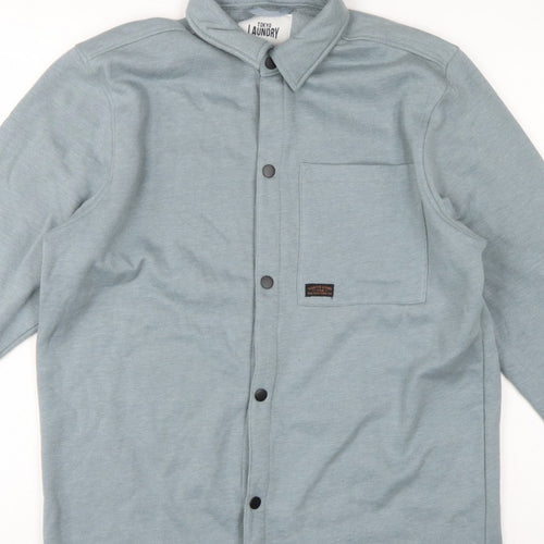 Tokyo Laundry Men’s Blue M Fleece Overshirt Snap Button Long Sleeve