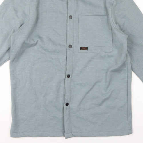 Tokyo Laundry Men’s Blue M Fleece Overshirt Snap Button Long Sleeve