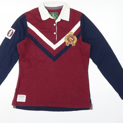 Leicester Tigers Women’s Burgundy Navy Size 12 Rugby Polo Shirt