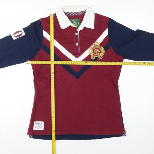 Leicester Tigers Women’s Burgundy Navy Size 12 Rugby Polo Shirt