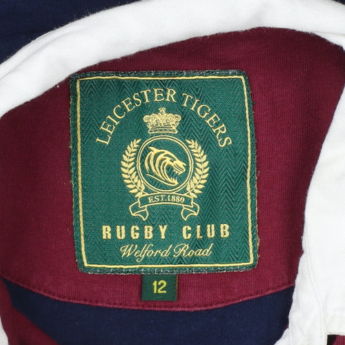 Leicester Tigers Women’s Burgundy Navy Size 12 Rugby Polo Shirt