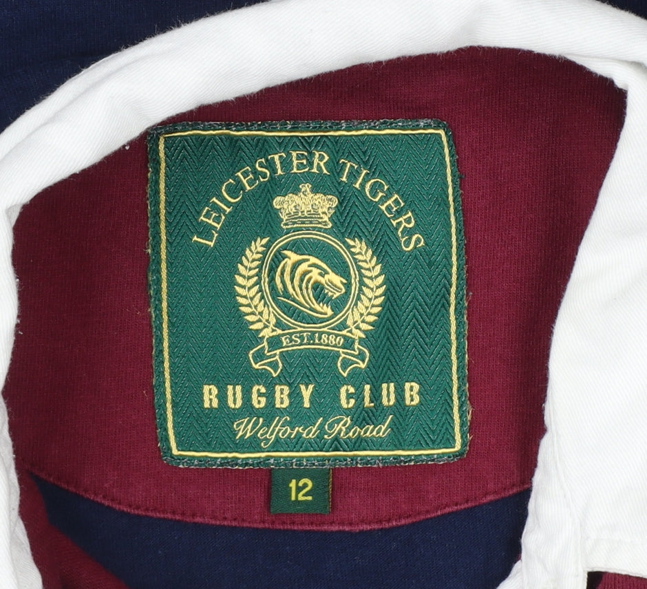 Leicester Tigers Women’s Burgundy Navy Size 12 Rugby Polo Shirt