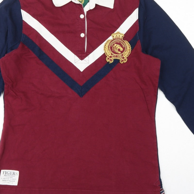 Leicester Tigers Women’s Burgundy Navy Size 12 Rugby Polo Shirt