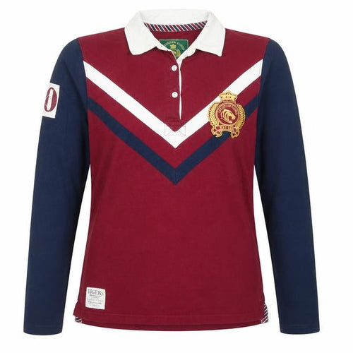Leicester Tigers Women’s Burgundy Navy Size 12 Rugby Polo Shirt