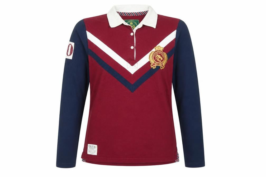 Leicester Tigers Women’s Burgundy Navy Size 12 Rugby Polo Shirt