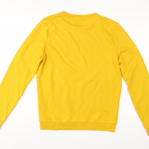 Costes Women Yellow M Bee Graphic Cotton Blend Pullover Sweatshirt