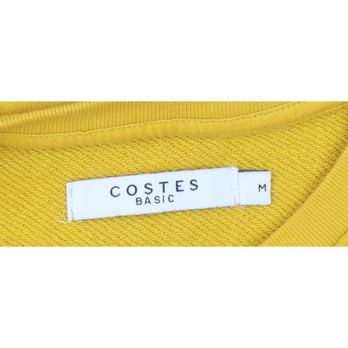 Costes Women Yellow M Bee Graphic Cotton Blend Pullover Sweatshirt