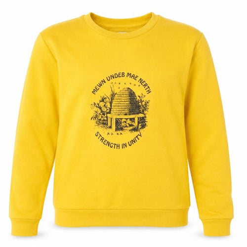 Costes Women Yellow M Bee Graphic Cotton Blend Pullover Sweatshirt