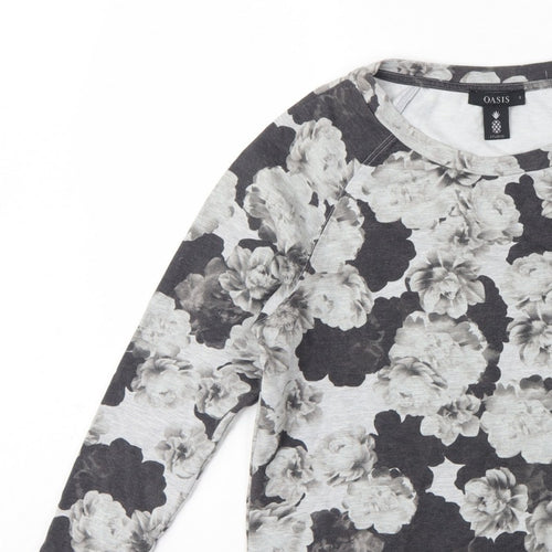 Oasis Studio Women’s Grey Floral Raglan Sweatshirt Size S