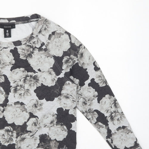 Oasis Studio Women’s Grey Floral Raglan Sweatshirt Size S