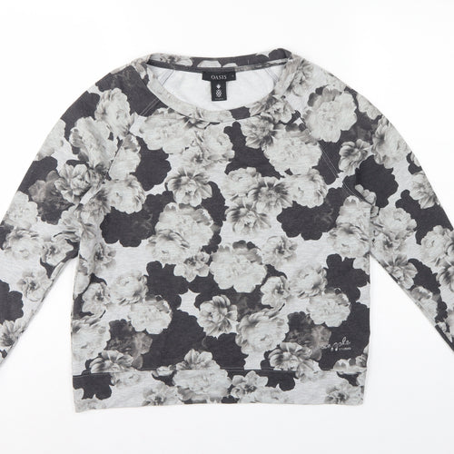 Oasis Studio Women’s Grey Floral Raglan Sweatshirt Size S