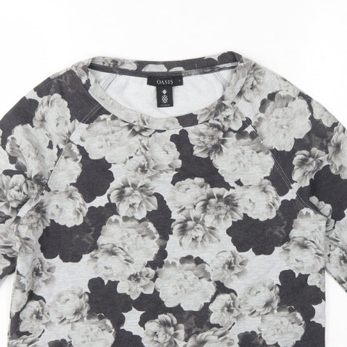 Oasis Studio Women’s Grey Floral Raglan Sweatshirt Size S