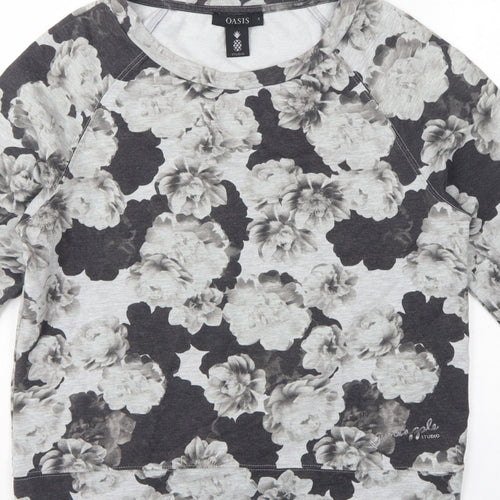 Oasis Studio Women’s Grey Floral Raglan Sweatshirt Size S