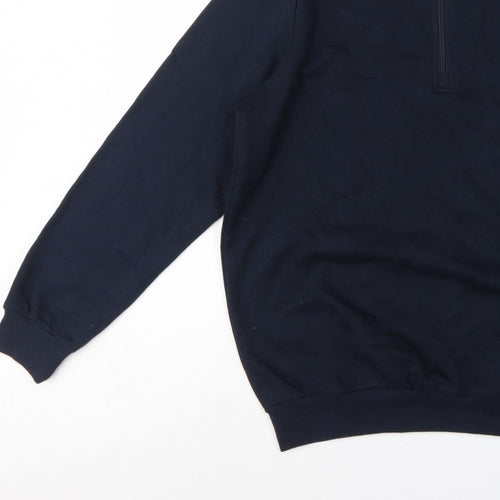Cotton Traders Men's Navy L 1/4 Zip Fleece Sweatshirt High Neck