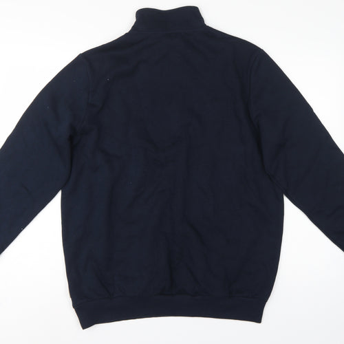 Cotton Traders Men's Navy L 1/4 Zip Fleece Sweatshirt High Neck