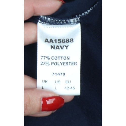 Cotton Traders Men's Navy L 1/4 Zip Fleece Sweatshirt High Neck