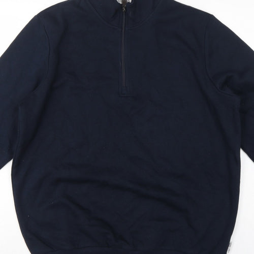 Cotton Traders Men's Navy L 1/4 Zip Fleece Sweatshirt High Neck