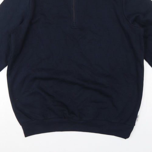 Cotton Traders Men's Navy L 1/4 Zip Fleece Sweatshirt High Neck