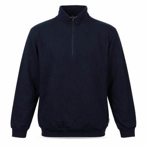 Cotton Traders Men's Navy L 1/4 Zip Fleece Sweatshirt High Neck