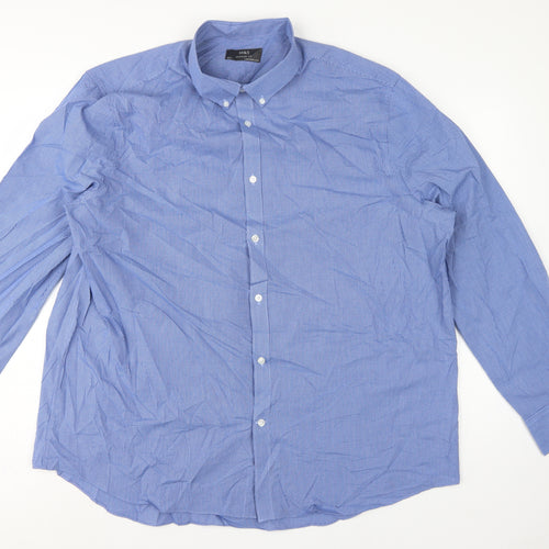 Marks and Spencer Mens Blue Gingham Regular Fit 18.5 Button-Down Shirt