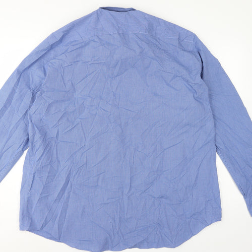 Marks and Spencer Mens Blue Gingham Regular Fit 18.5 Button-Down Shirt