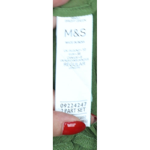 M&S Women Green UK 10 Long Fit & Flare Ruffle Cupro Bohemian Dress