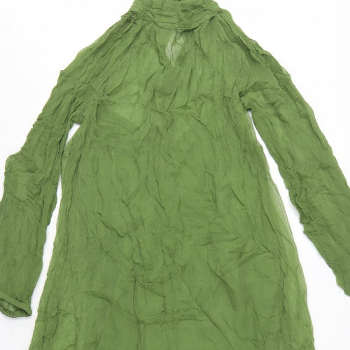 M&S Women Green UK 10 Long Fit & Flare Ruffle Cupro Bohemian Dress